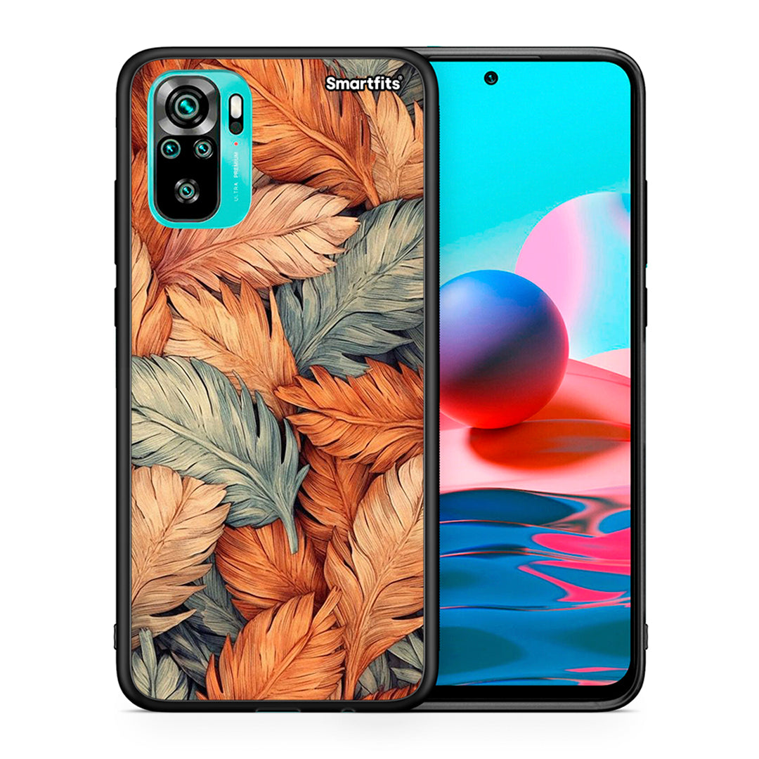 Θήκη Xiaomi Redmi Note 10 Autumn Leaves από τη Smartfits με σχέδιο στο πίσω μέρος και μαύρο περίβλημα | Xiaomi Redmi Note 10 Autumn Leaves case with colorful back and black bezels