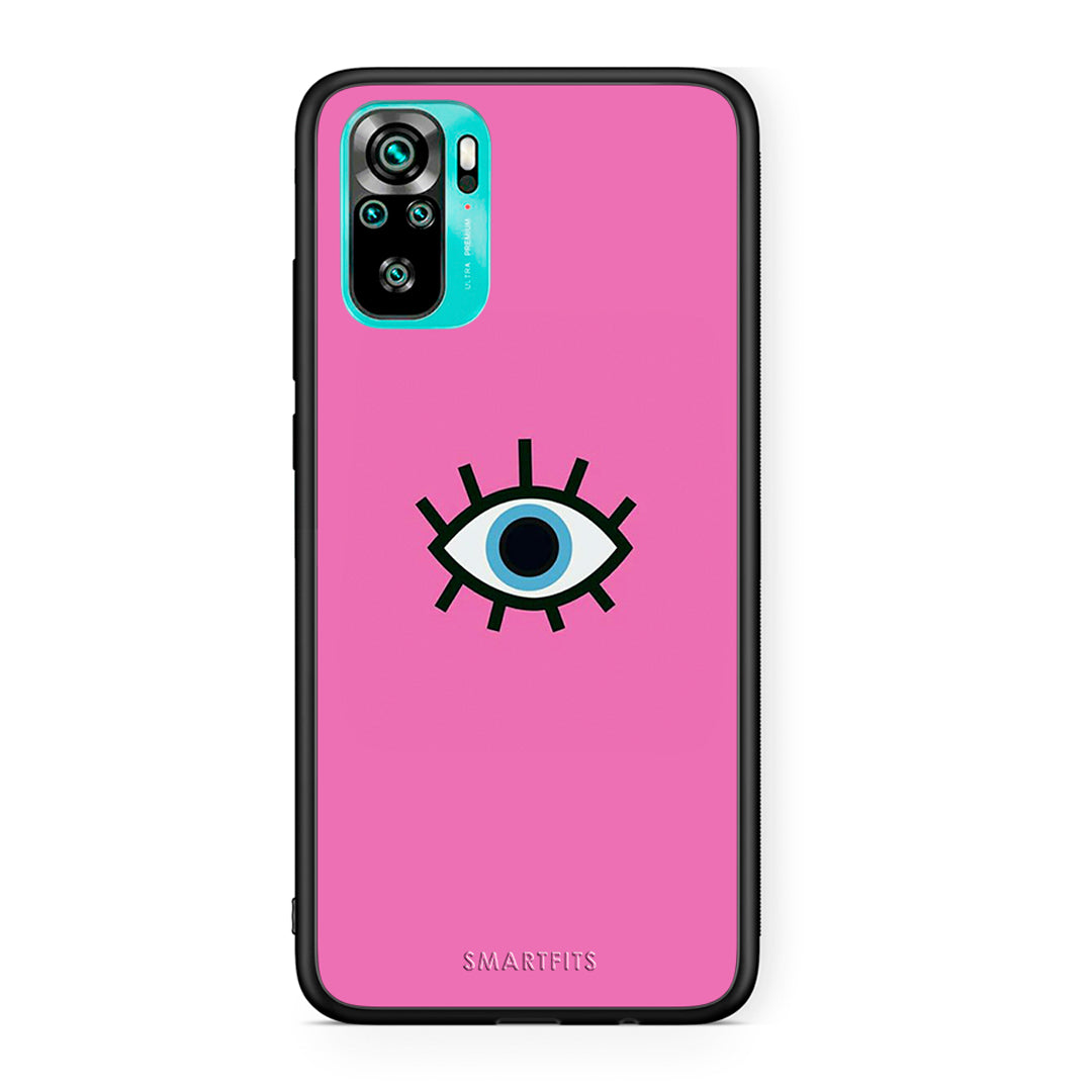 Xiaomi Redmi Note 10 Blue Eye Pink θήκη από τη Smartfits με σχέδιο στο πίσω μέρος και μαύρο περίβλημα | Smartphone case with colorful back and black bezels by Smartfits