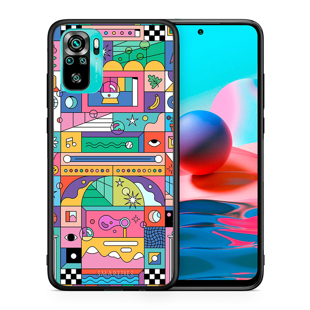 Θήκη Xiaomi Redmi Note 10 Bubbles Soap από τη Smartfits με σχέδιο στο πίσω μέρος και μαύρο περίβλημα | Xiaomi Redmi Note 10 Bubbles Soap case with colorful back and black bezels