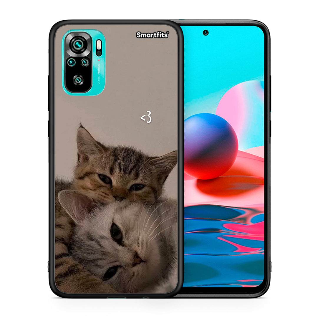 Θήκη Xiaomi Redmi Note 10 Cats In Love από τη Smartfits με σχέδιο στο πίσω μέρος και μαύρο περίβλημα | Xiaomi Redmi Note 10 Cats In Love case with colorful back and black bezels