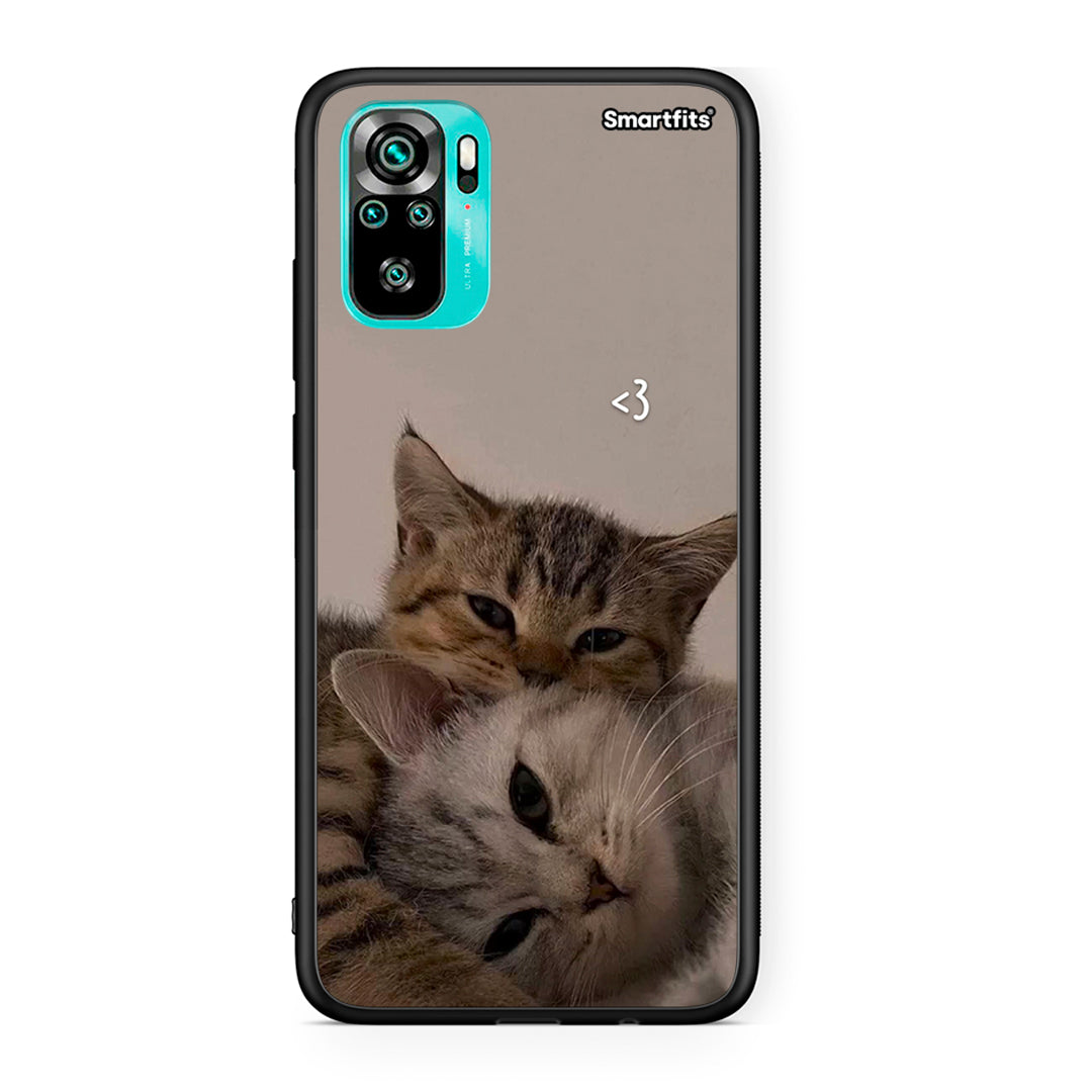 Xiaomi Redmi Note 10 Cats In Love θήκη από τη Smartfits με σχέδιο στο πίσω μέρος και μαύρο περίβλημα | Smartphone case with colorful back and black bezels by Smartfits
