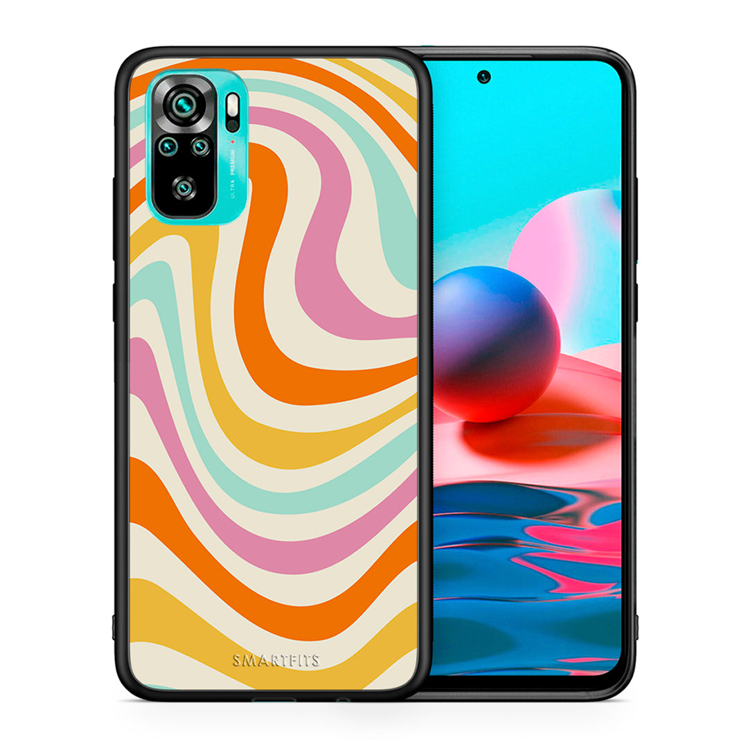 Θήκη Xiaomi Redmi Note 10 Colourful Waves από τη Smartfits με σχέδιο στο πίσω μέρος και μαύρο περίβλημα | Xiaomi Redmi Note 10 Colourful Waves case with colorful back and black bezels