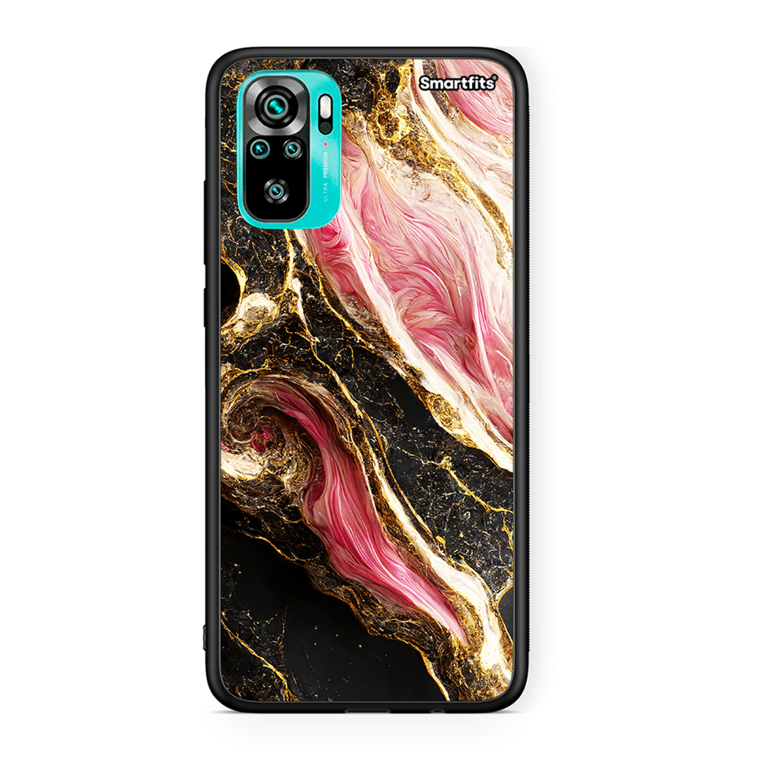 Xiaomi Redmi Note 10 Glamorous Pink Marble θήκη από τη Smartfits με σχέδιο στο πίσω μέρος και μαύρο περίβλημα | Smartphone case with colorful back and black bezels by Smartfits