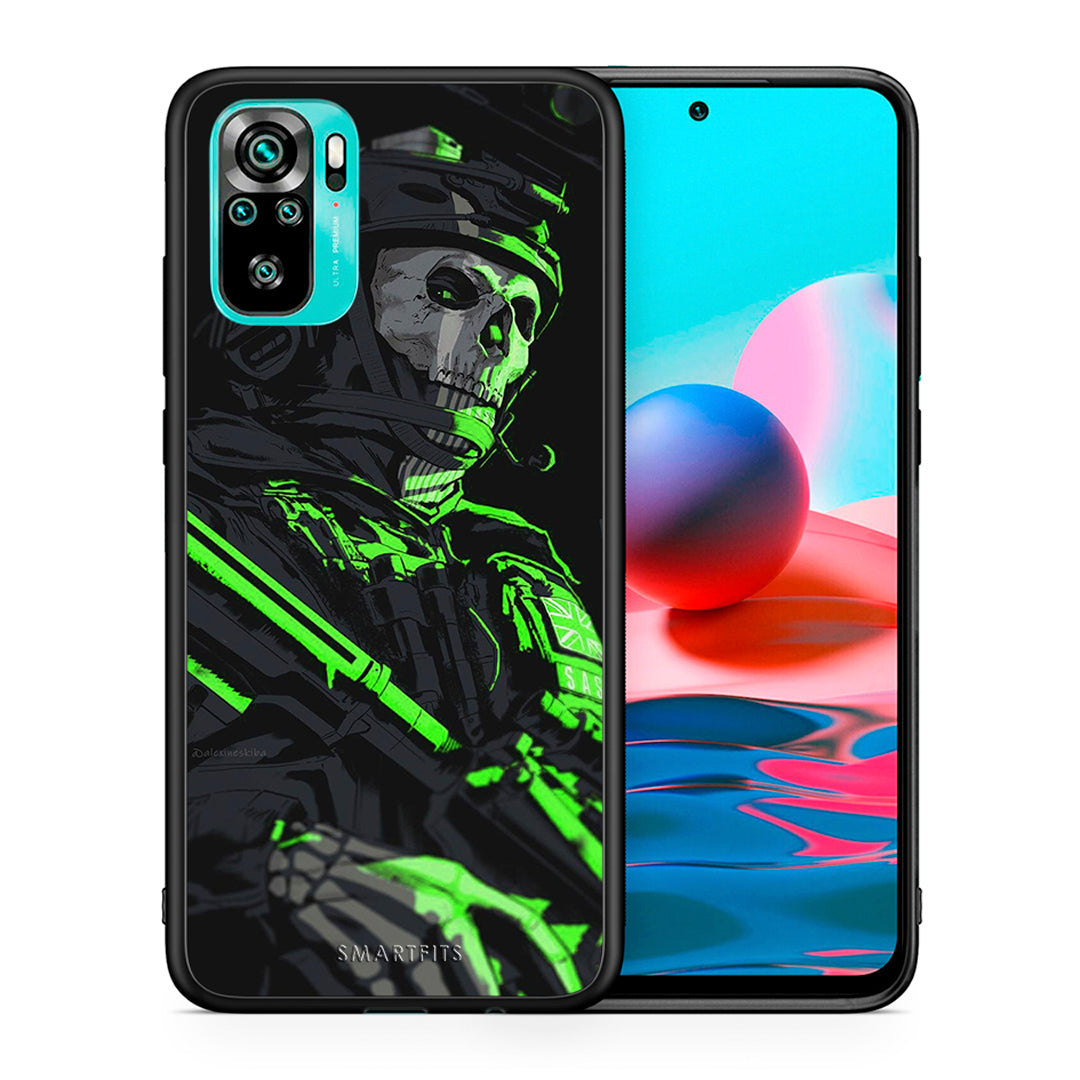 Θήκη Αγίου Βαλεντίνου Xiaomi Redmi Note 10 Green Soldier από τη Smartfits με σχέδιο στο πίσω μέρος και μαύρο περίβλημα | Xiaomi Redmi Note 10 Green Soldier case with colorful back and black bezels