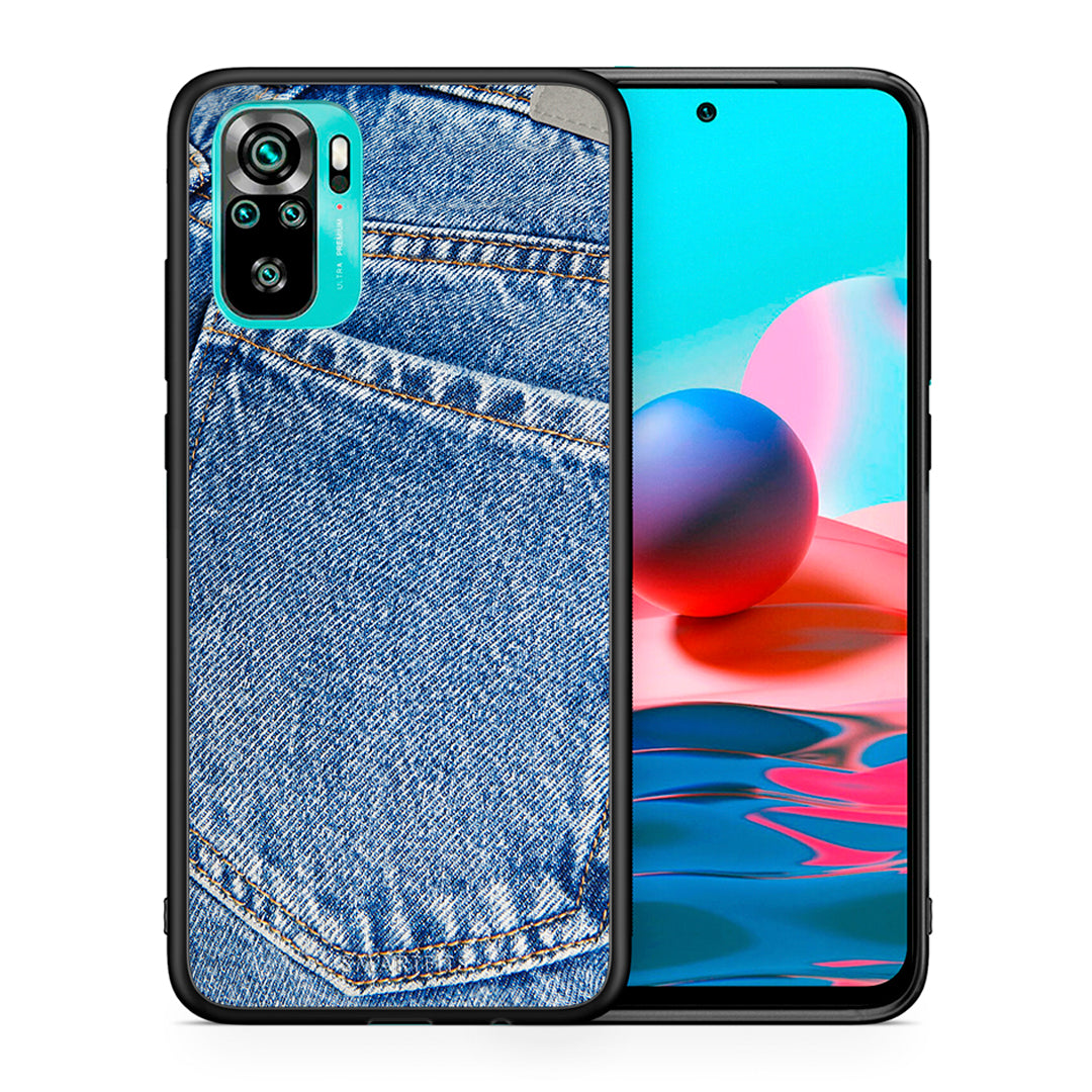 Θήκη Xiaomi Redmi Note 10 Jeans Pocket από τη Smartfits με σχέδιο στο πίσω μέρος και μαύρο περίβλημα | Xiaomi Redmi Note 10 Jeans Pocket case with colorful back and black bezels