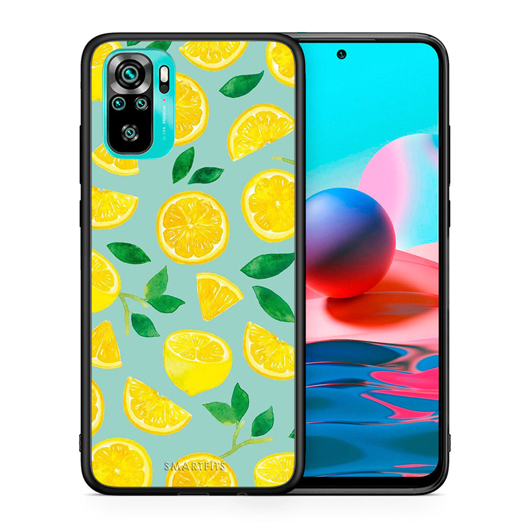 Θήκη Xiaomi Redmi Note 10 Lemons από τη Smartfits με σχέδιο στο πίσω μέρος και μαύρο περίβλημα | Xiaomi Redmi Note 10 Lemons case with colorful back and black bezels