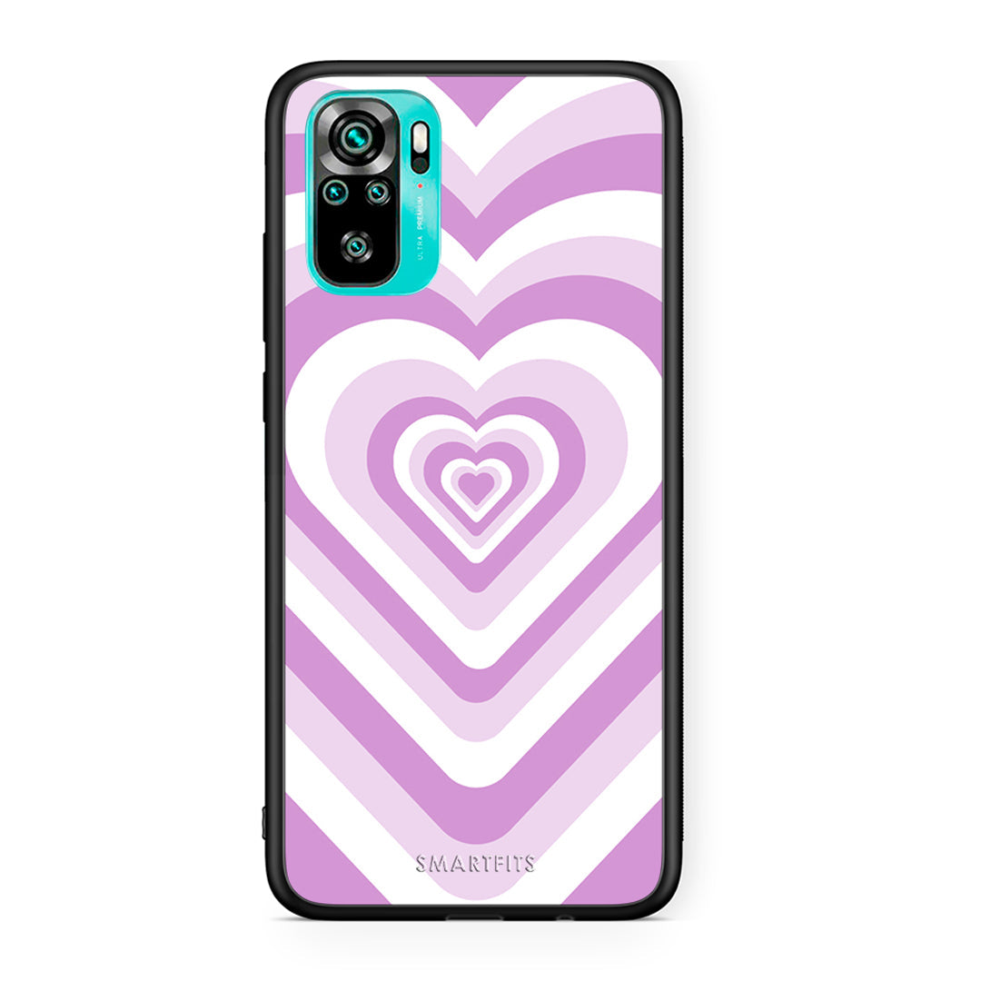 Xiaomi Redmi Note 10 Lilac Hearts θήκη από τη Smartfits με σχέδιο στο πίσω μέρος και μαύρο περίβλημα | Smartphone case with colorful back and black bezels by Smartfits