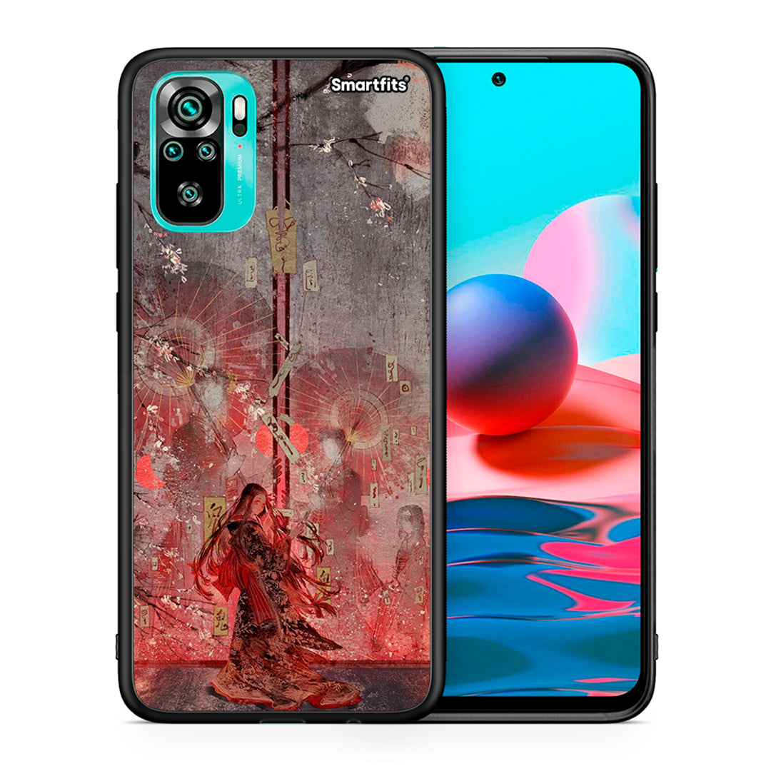 Θήκη Xiaomi Redmi Note 10 Nezuko Kamado από τη Smartfits με σχέδιο στο πίσω μέρος και μαύρο περίβλημα | Xiaomi Redmi Note 10 Nezuko Kamado case with colorful back and black bezels