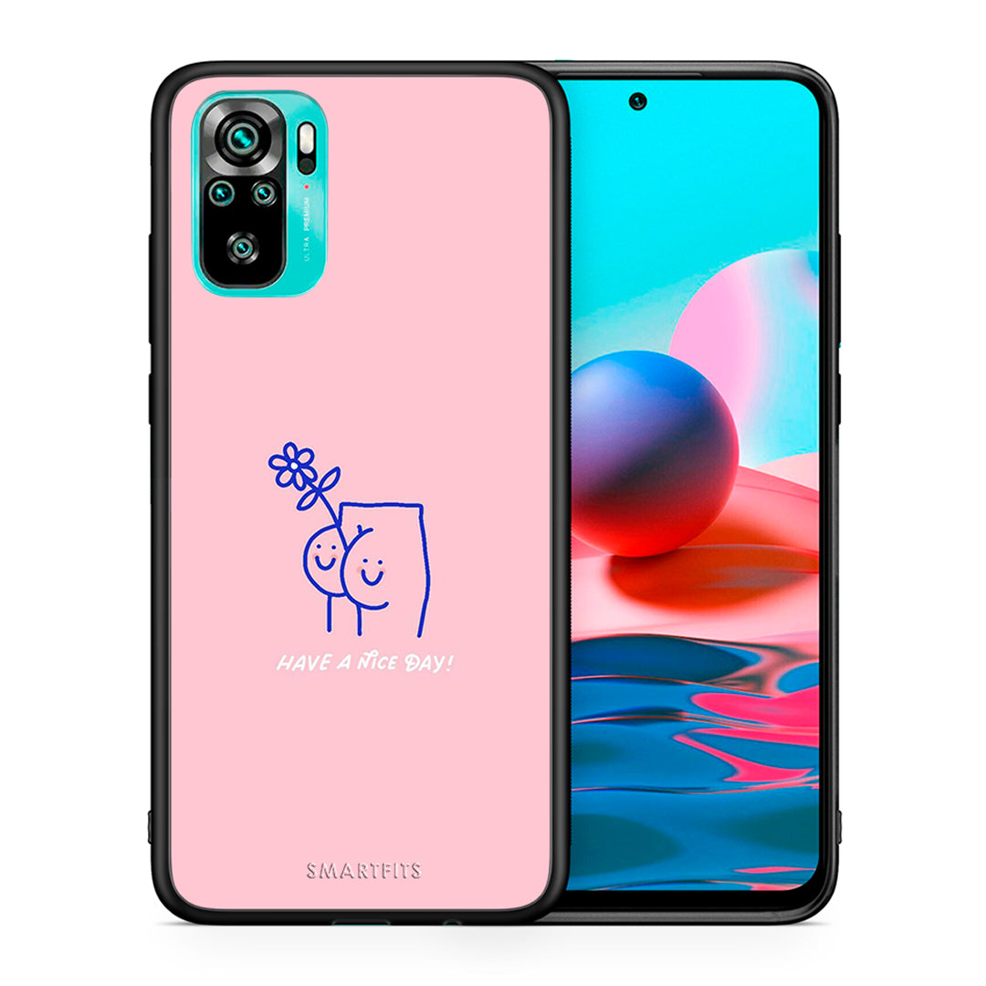 Θήκη Xiaomi Redmi Note 10 Nice Day από τη Smartfits με σχέδιο στο πίσω μέρος και μαύρο περίβλημα | Xiaomi Redmi Note 10 Nice Day case with colorful back and black bezels