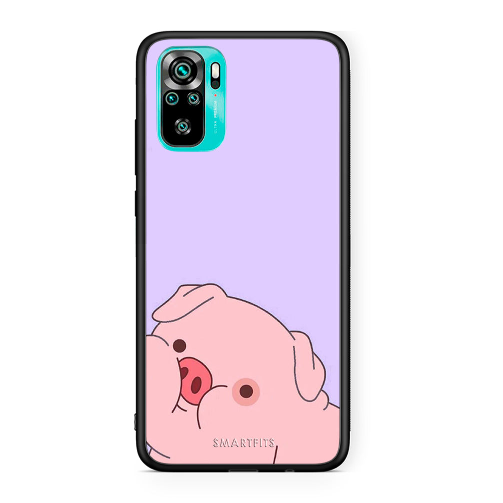 Xiaomi Redmi Note 10 Pig Love 2 Θήκη Αγίου Βαλεντίνου από τη Smartfits με σχέδιο στο πίσω μέρος και μαύρο περίβλημα | Smartphone case with colorful back and black bezels by Smartfits