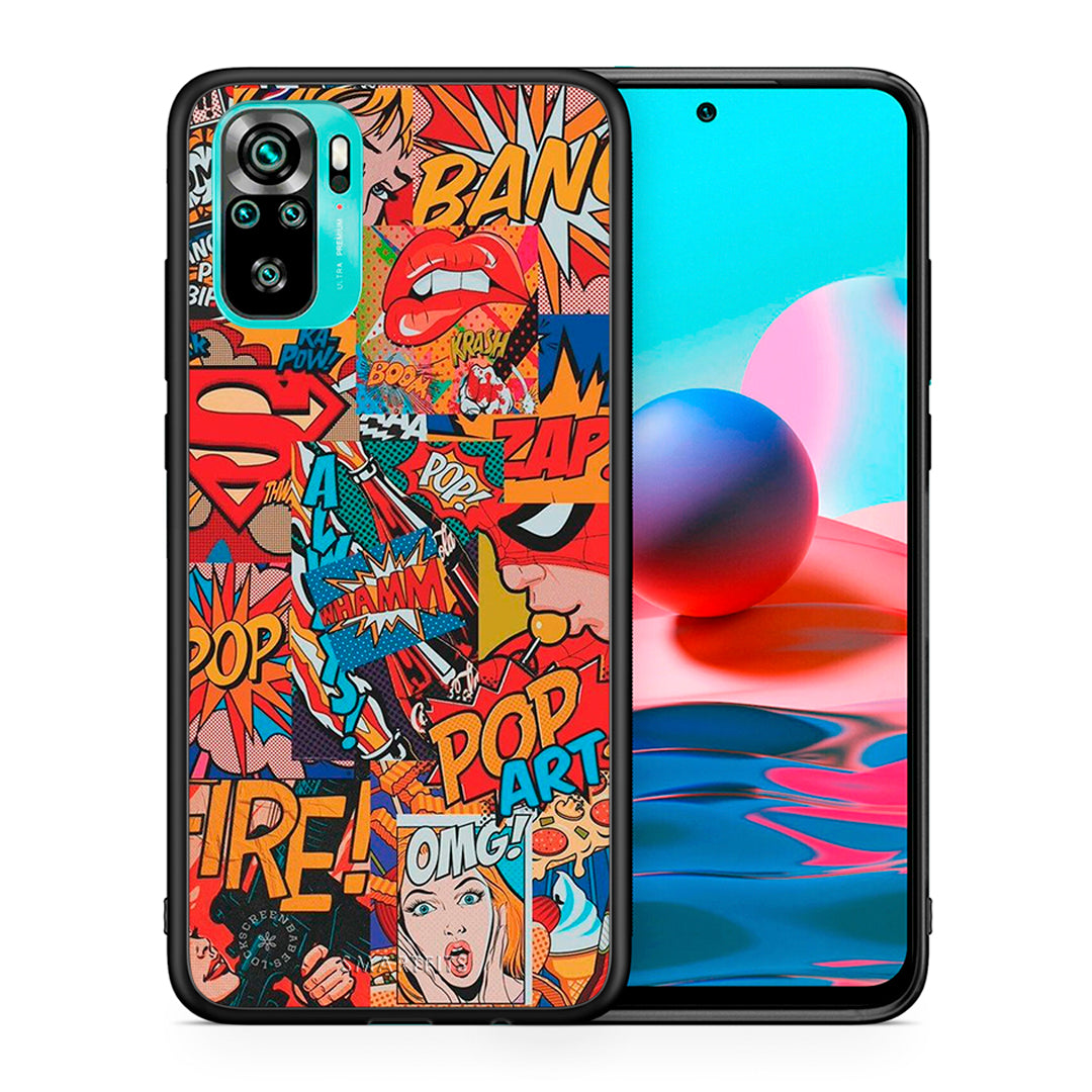 Θήκη Xiaomi Redmi Note 10 PopArt OMG από τη Smartfits με σχέδιο στο πίσω μέρος και μαύρο περίβλημα | Xiaomi Redmi Note 10 PopArt OMG case with colorful back and black bezels