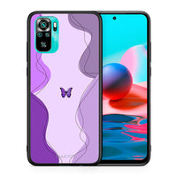 Thumbnail for Θήκη Αγίου Βαλεντίνου Xiaomi Redmi Note 10 Purple Mariposa από τη Smartfits με σχέδιο στο πίσω μέρος και μαύρο περίβλημα | Xiaomi Redmi Note 10 Purple Mariposa case with colorful back and black bezels