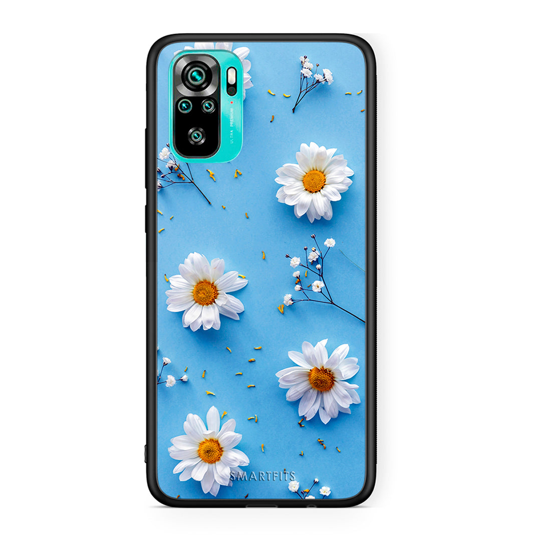 Xiaomi Redmi Note 10 Real Daisies θήκη από τη Smartfits με σχέδιο στο πίσω μέρος και μαύρο περίβλημα | Smartphone case with colorful back and black bezels by Smartfits