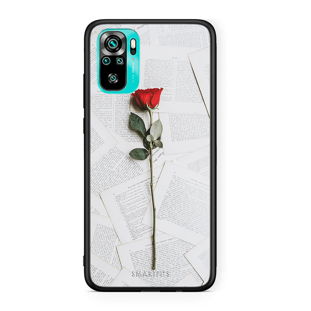 Xiaomi Redmi Note 10 Red Rose θήκη από τη Smartfits με σχέδιο στο πίσω μέρος και μαύρο περίβλημα | Smartphone case with colorful back and black bezels by Smartfits