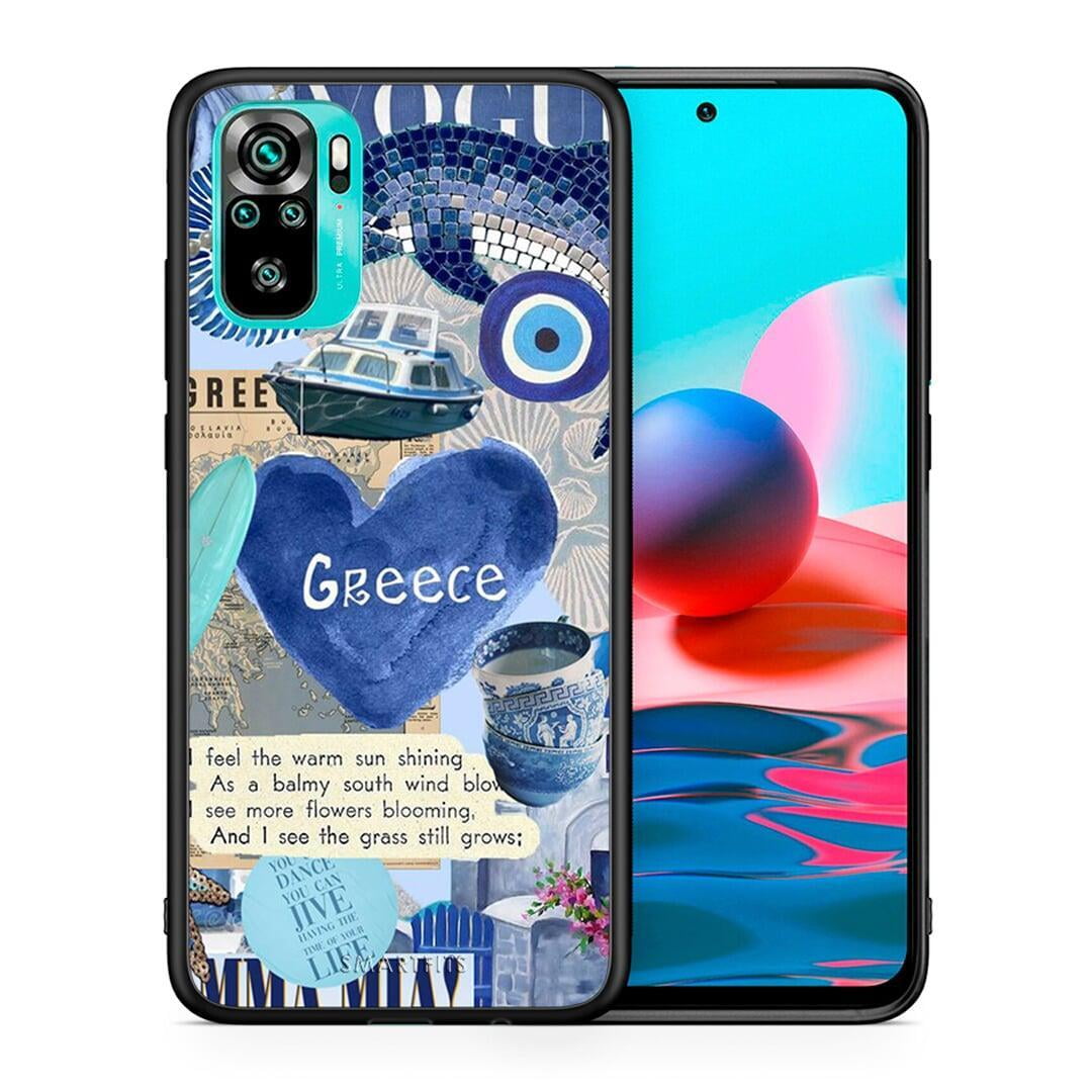 Θήκη Xiaomi Redmi Note 10 Summer In Greece από τη Smartfits με σχέδιο στο πίσω μέρος και μαύρο περίβλημα | Xiaomi Redmi Note 10 Summer In Greece case with colorful back and black bezels