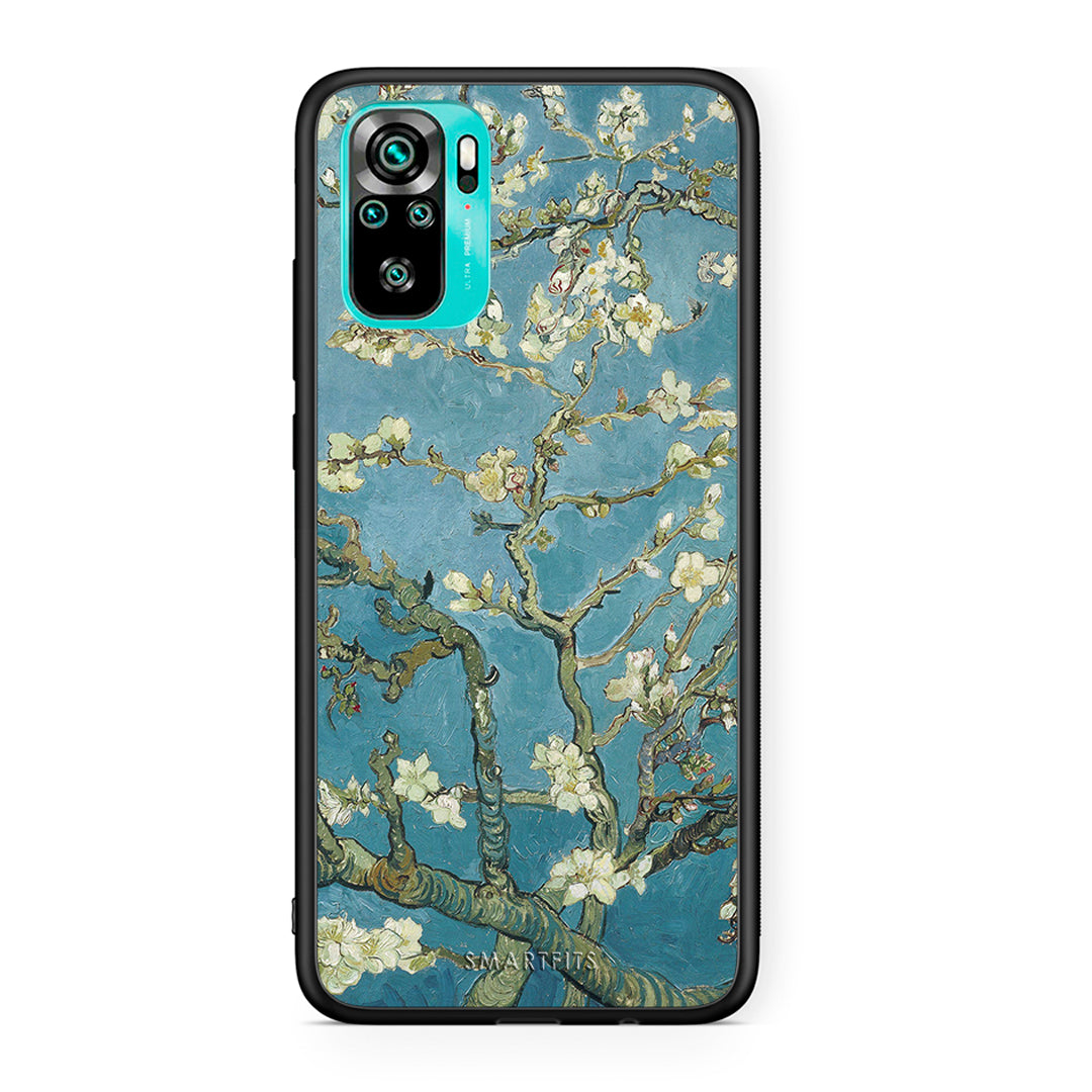 Xiaomi Redmi Note 10 White Blossoms θήκη από τη Smartfits με σχέδιο στο πίσω μέρος και μαύρο περίβλημα | Smartphone case with colorful back and black bezels by Smartfits