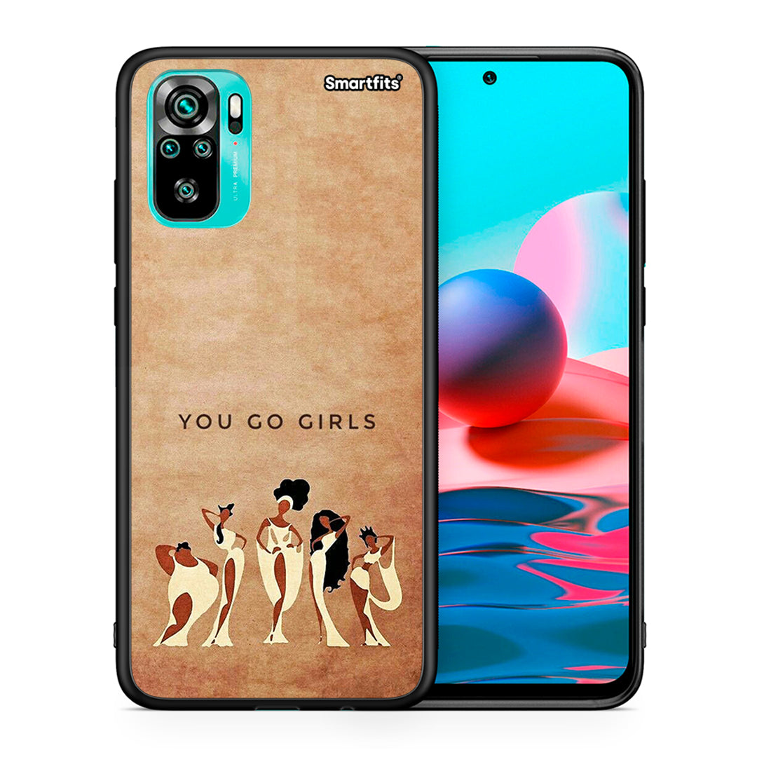 Θήκη Xiaomi Redmi Note 10 You Go Girl από τη Smartfits με σχέδιο στο πίσω μέρος και μαύρο περίβλημα | Xiaomi Redmi Note 10 You Go Girl case with colorful back and black bezels