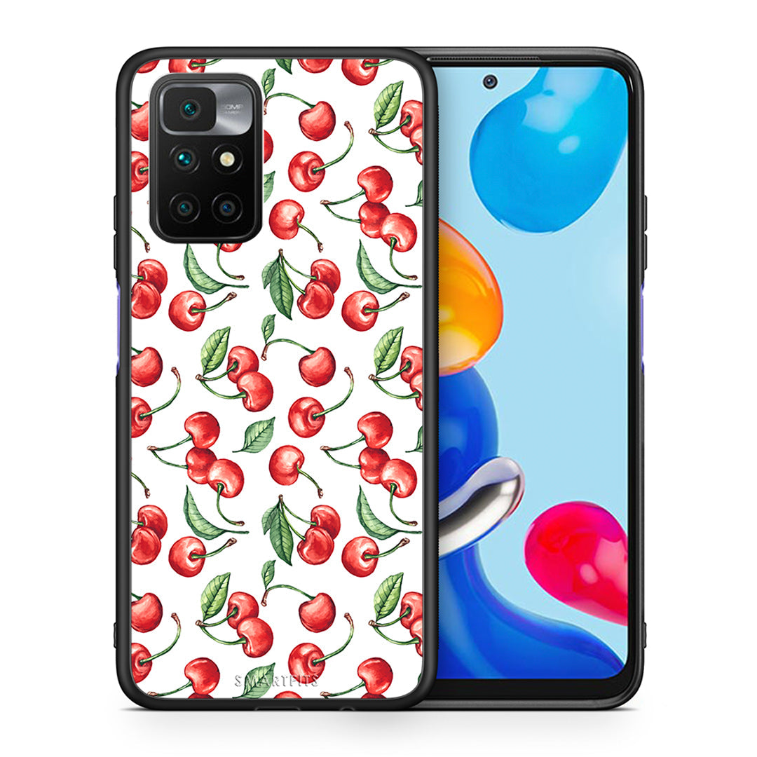 Θήκη Xiaomi Redmi 10/Redmi Note 11 4G Cherry Summer από τη Smartfits με σχέδιο στο πίσω μέρος και μαύρο περίβλημα | Xiaomi Redmi 10/Redmi Note 11 4G Cherry Summer case with colorful back and black bezels