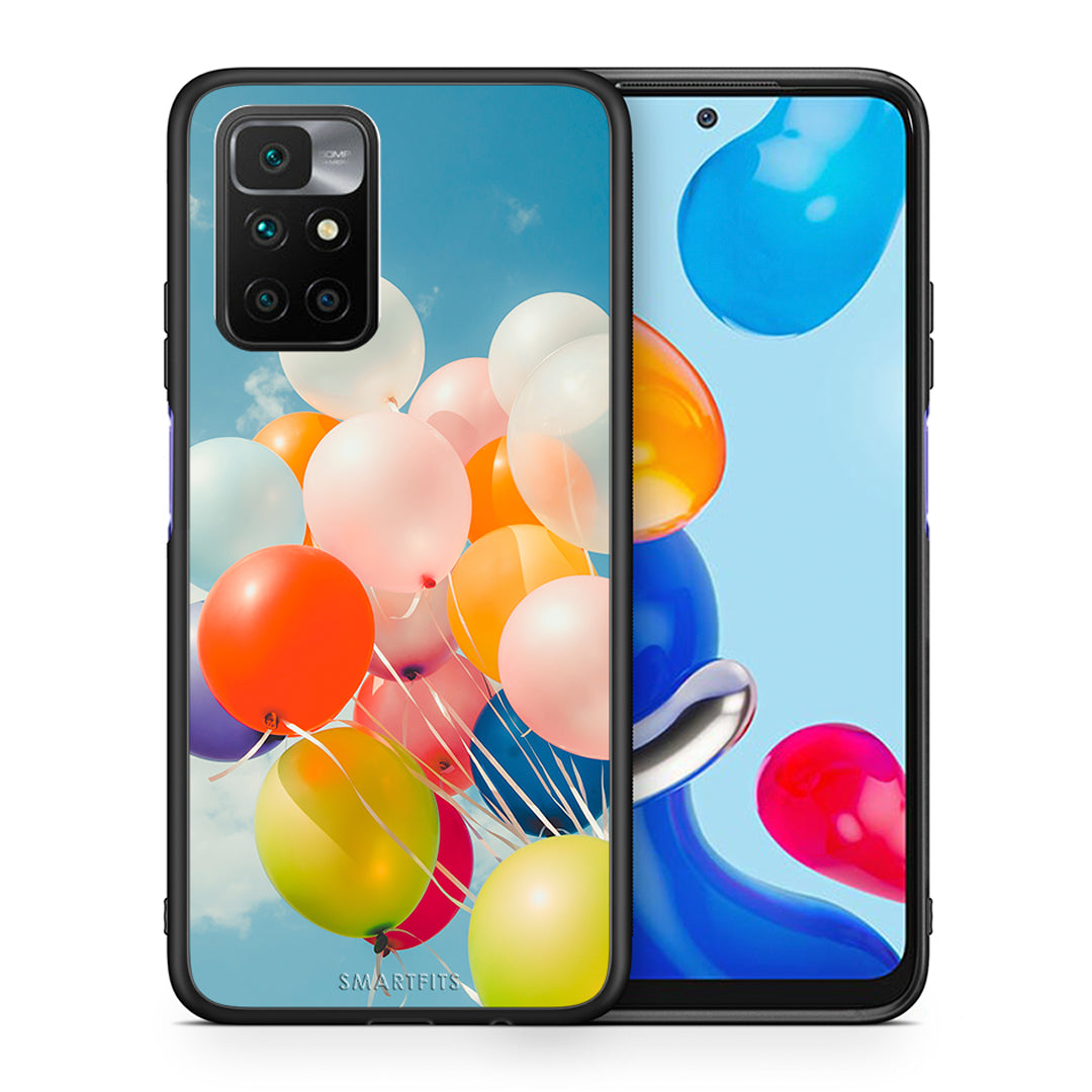 Θήκη Xiaomi Redmi 10/Redmi Note 11 4G Colorful Balloons από τη Smartfits με σχέδιο στο πίσω μέρος και μαύρο περίβλημα | Xiaomi Redmi 10/Redmi Note 11 4G Colorful Balloons case with colorful back and black bezels