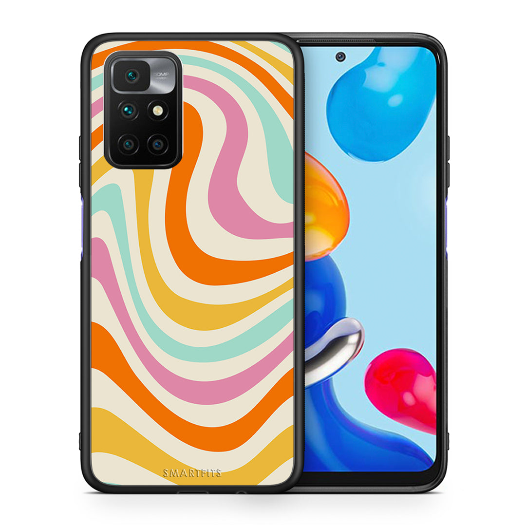 Θήκη Xiaomi Redmi 10/Redmi Note 11 4G Colourful Waves από τη Smartfits με σχέδιο στο πίσω μέρος και μαύρο περίβλημα | Xiaomi Redmi 10/Redmi Note 11 4G Colourful Waves case with colorful back and black bezels