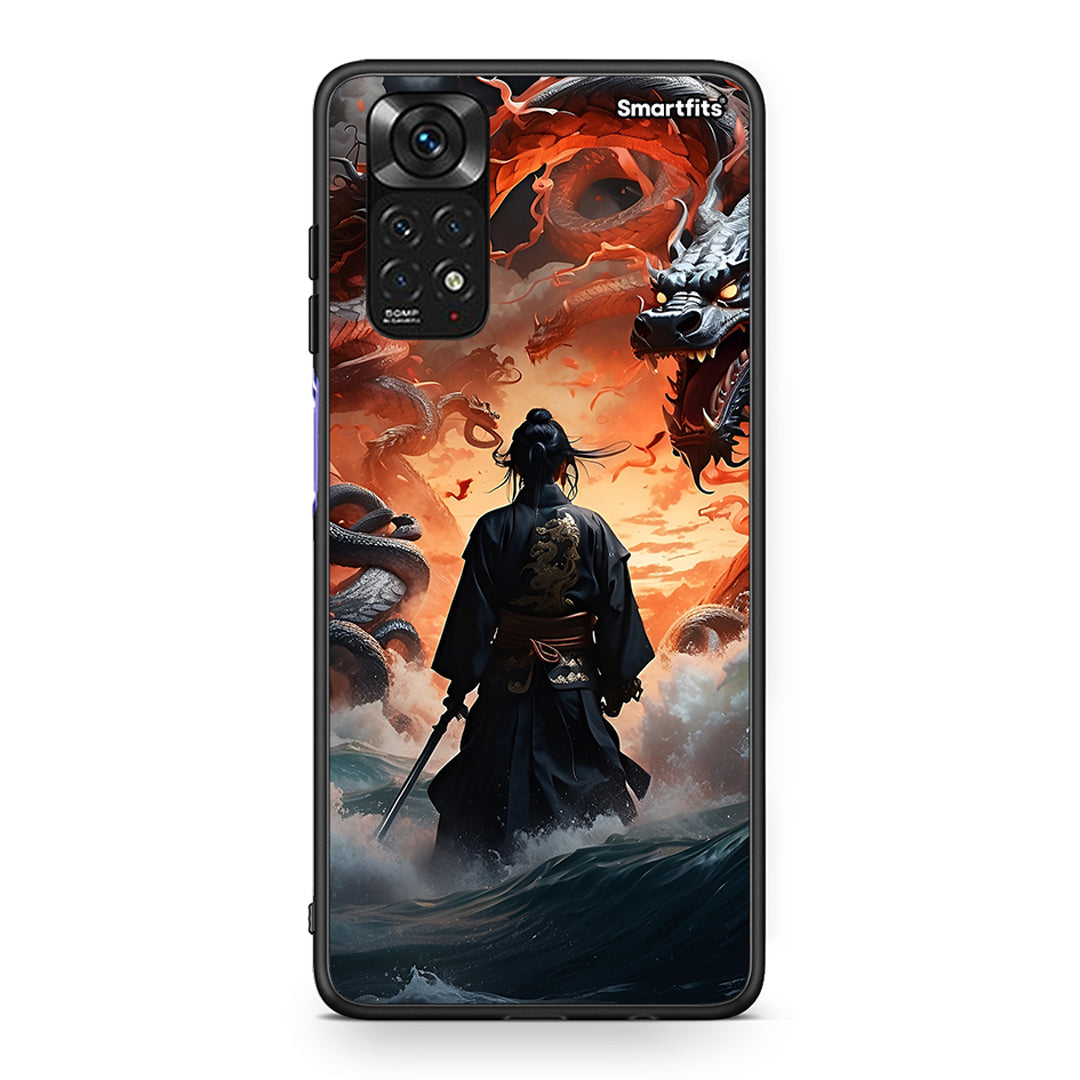 Xiaomi Redmi Note 11 Dragons Fight θήκη από τη Smartfits με σχέδιο στο πίσω μέρος και μαύρο περίβλημα | Smartphone case with colorful back and black bezels by Smartfits