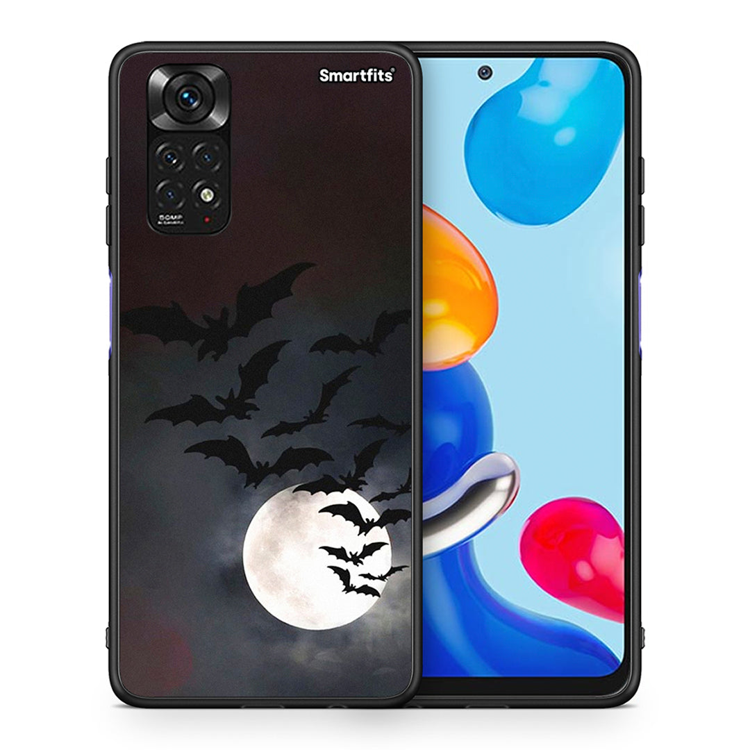 Θήκη Xiaomi Redmi Note 11 Halloween Bat Night από τη Smartfits με σχέδιο στο πίσω μέρος και μαύρο περίβλημα | Xiaomi Redmi Note 11 Halloween Bat Night case with colorful back and black bezels