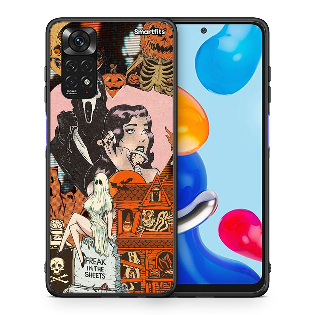 Θήκη Xiaomi Redmi Note 11 Halloween Collage από τη Smartfits με σχέδιο στο πίσω μέρος και μαύρο περίβλημα | Xiaomi Redmi Note 11 Halloween Collage case with colorful back and black bezels