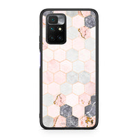 Thumbnail for 4 - Xiaomi Redmi 10/Redmi Note 11 4G Hexagon Pink Marble case, cover, bumper