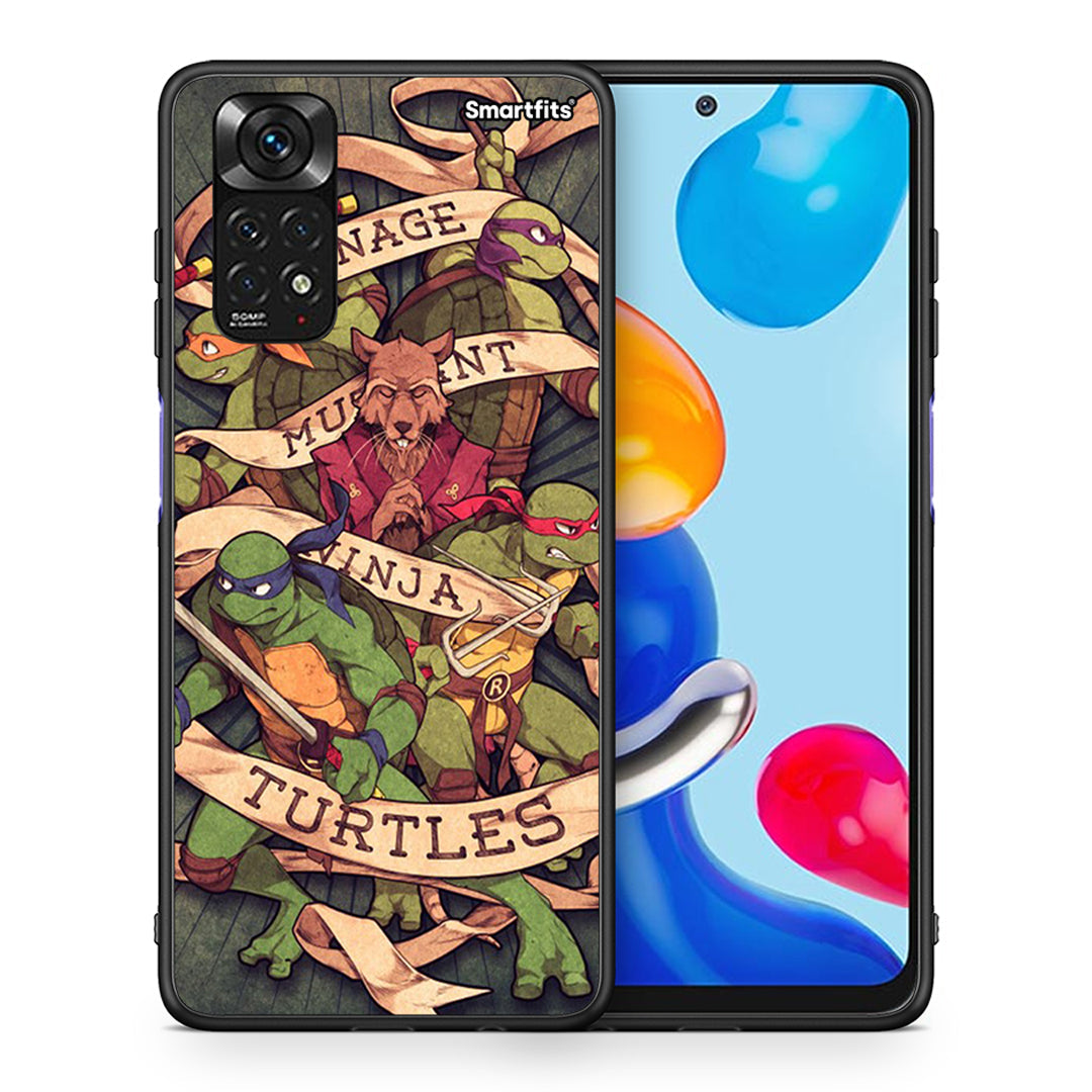 Θήκη Xiaomi Redmi 10/Redmi Note 11 4G Ninja Turtles από τη Smartfits με σχέδιο στο πίσω μέρος και μαύρο περίβλημα | Xiaomi Redmi 10/Redmi Note 11 4G Ninja Turtles case with colorful back and black bezels