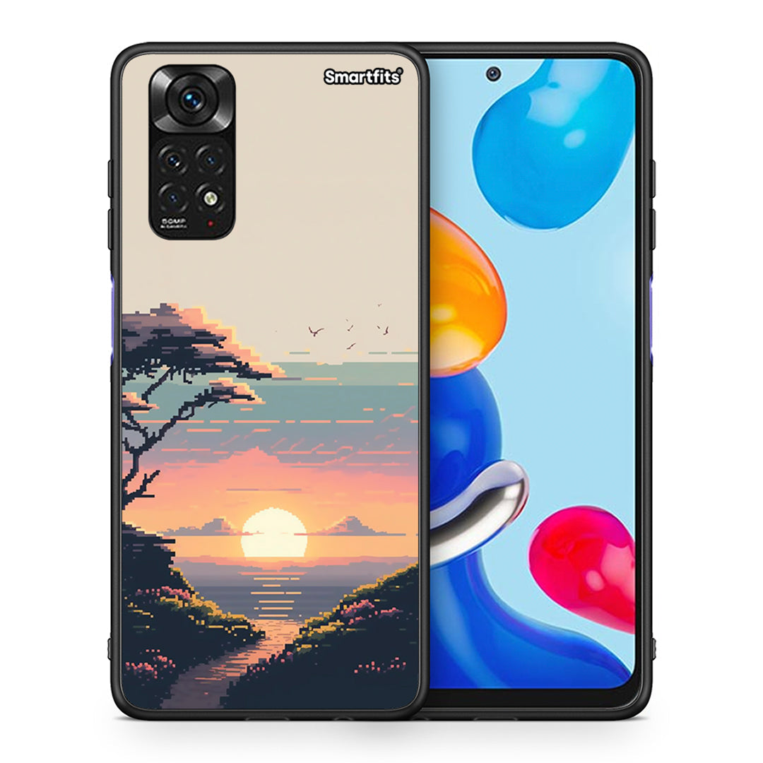 Θήκη Xiaomi Redmi Note 11 Pixel Sunset από τη Smartfits με σχέδιο στο πίσω μέρος και μαύρο περίβλημα | Xiaomi Redmi Note 11 Pixel Sunset case with colorful back and black bezels