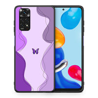 Thumbnail for Θήκη Αγίου Βαλεντίνου Xiaomi Redmi Note 11 Purple Mariposa από τη Smartfits με σχέδιο στο πίσω μέρος και μαύρο περίβλημα | Xiaomi Redmi Note 11 Purple Mariposa case with colorful back and black bezels