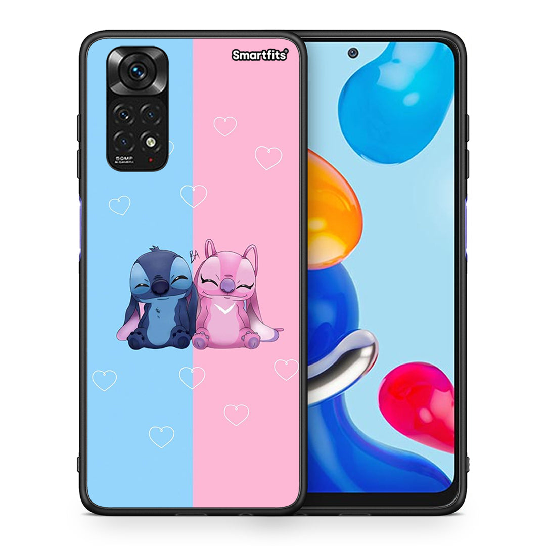 Θήκη Xiaomi Redmi Note 11 Stitch And Angel από τη Smartfits με σχέδιο στο πίσω μέρος και μαύρο περίβλημα | Xiaomi Redmi Note 11 Stitch And Angel case with colorful back and black bezels