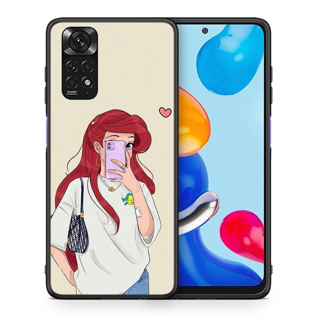 Θήκη Xiaomi Redmi Note 11 Walking Mermaid από τη Smartfits με σχέδιο στο πίσω μέρος και μαύρο περίβλημα | Xiaomi Redmi Note 11 Walking Mermaid case with colorful back and black bezels