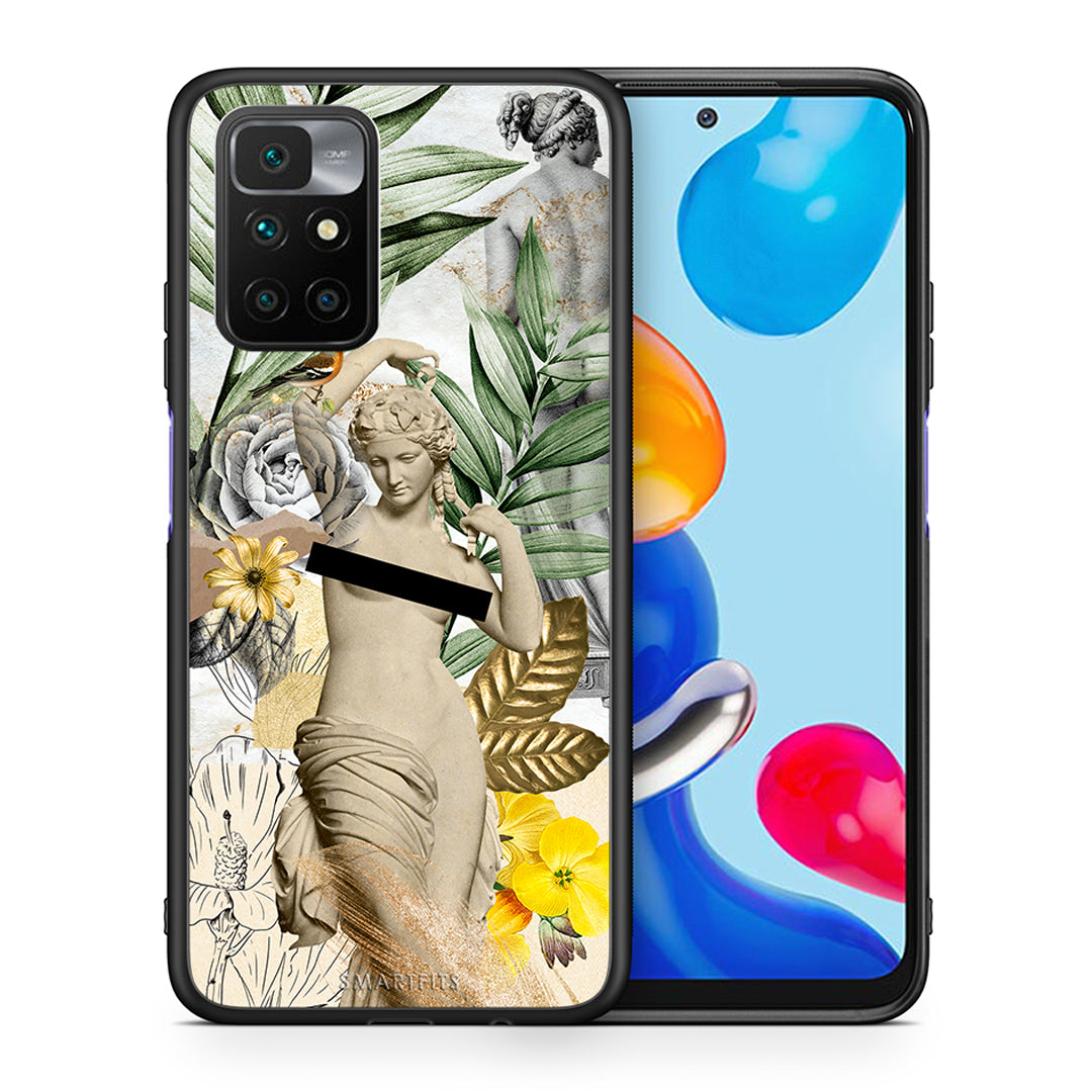 Θήκη Xiaomi Redmi 10/Redmi Note 11 4G Woman Statue από τη Smartfits με σχέδιο στο πίσω μέρος και μαύρο περίβλημα | Xiaomi Redmi 10/Redmi Note 11 4G Woman Statue case with colorful back and black bezels