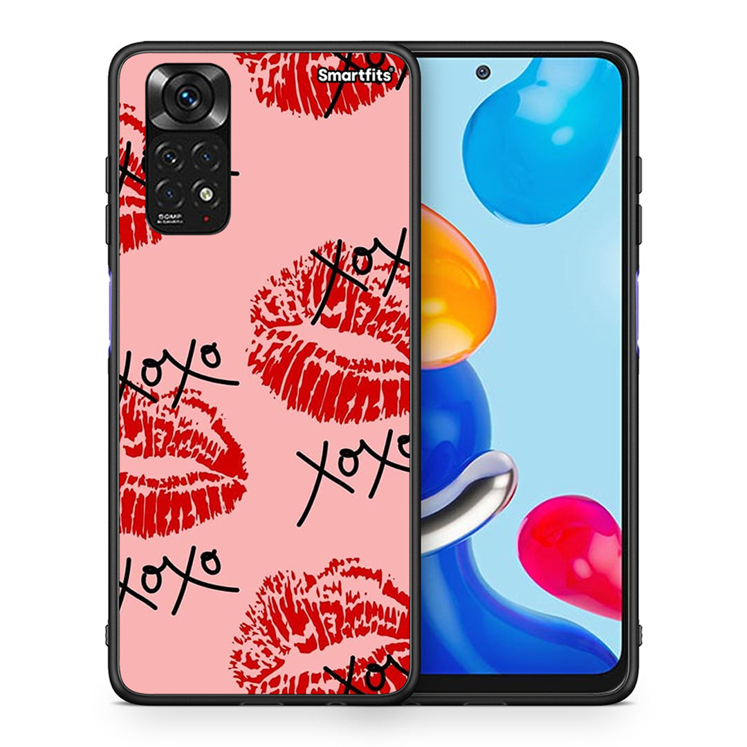 Θήκη Xiaomi Redmi Note 11 XOXO Lips από τη Smartfits με σχέδιο στο πίσω μέρος και μαύρο περίβλημα | Xiaomi Redmi Note 11 XOXO Lips case with colorful back and black bezels