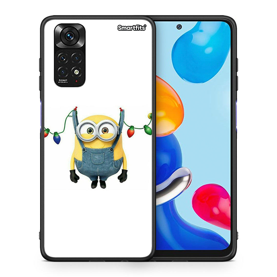 Θήκη Xiaomi Redmi Note 11 Xmas Minion Lights από τη Smartfits με σχέδιο στο πίσω μέρος και μαύρο περίβλημα | Xiaomi Redmi Note 11 Xmas Minion Lights case with colorful back and black bezels