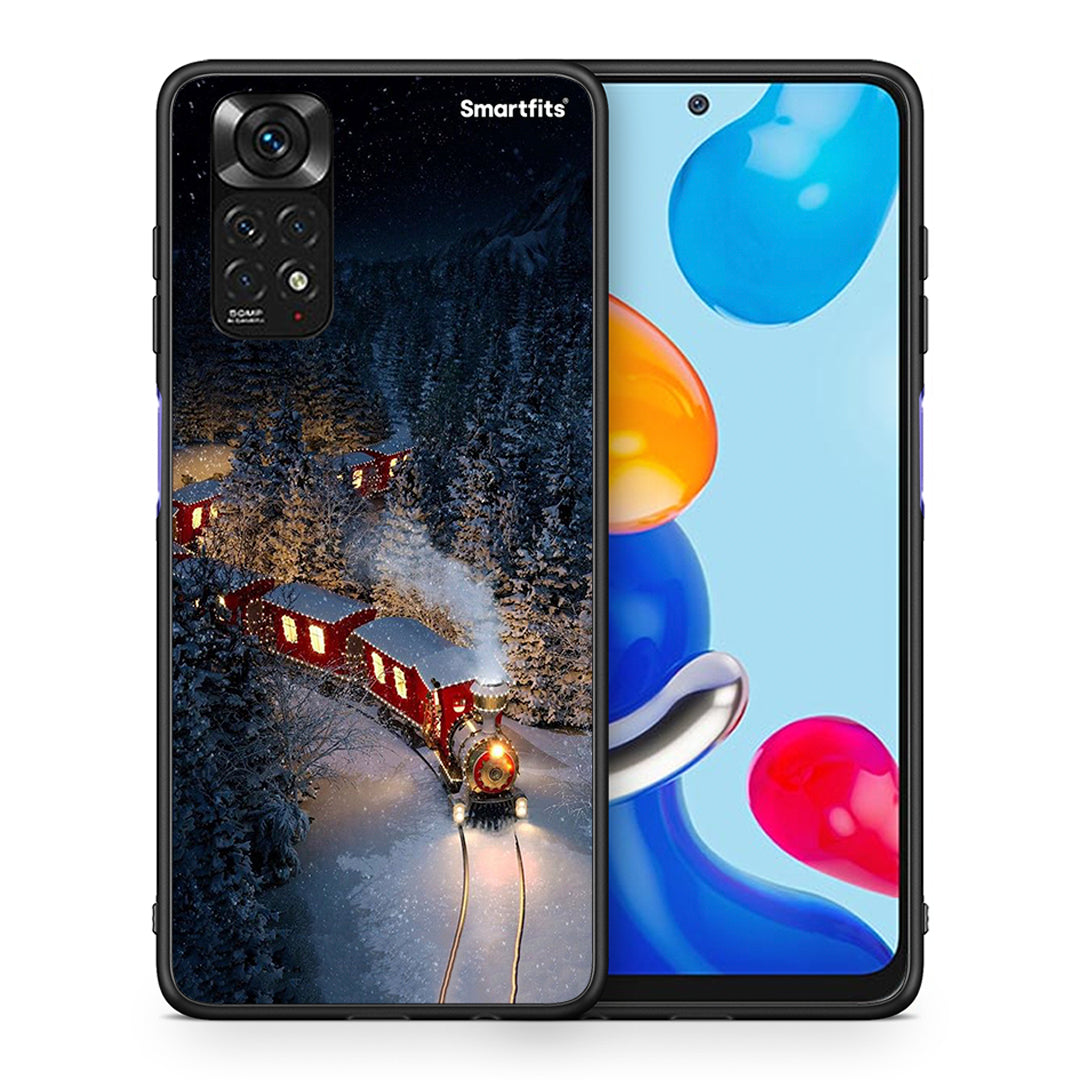 Θήκη Xiaomi Redmi 10/Redmi Note 11 4G Xmas Train από τη Smartfits με σχέδιο στο πίσω μέρος και μαύρο περίβλημα | Xiaomi Redmi 10/Redmi Note 11 4G Xmas Train case with colorful back and black bezels