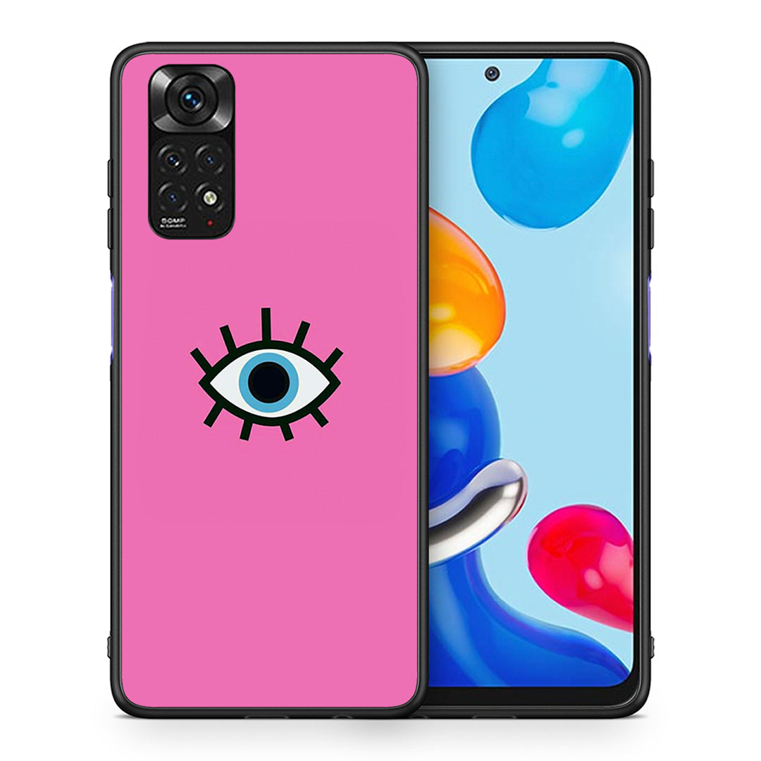 Θήκη Xiaomi Redmi Note 11 Blue Eye Pink από τη Smartfits με σχέδιο στο πίσω μέρος και μαύρο περίβλημα | Xiaomi Redmi Note 11 Blue Eye Pink case with colorful back and black bezels