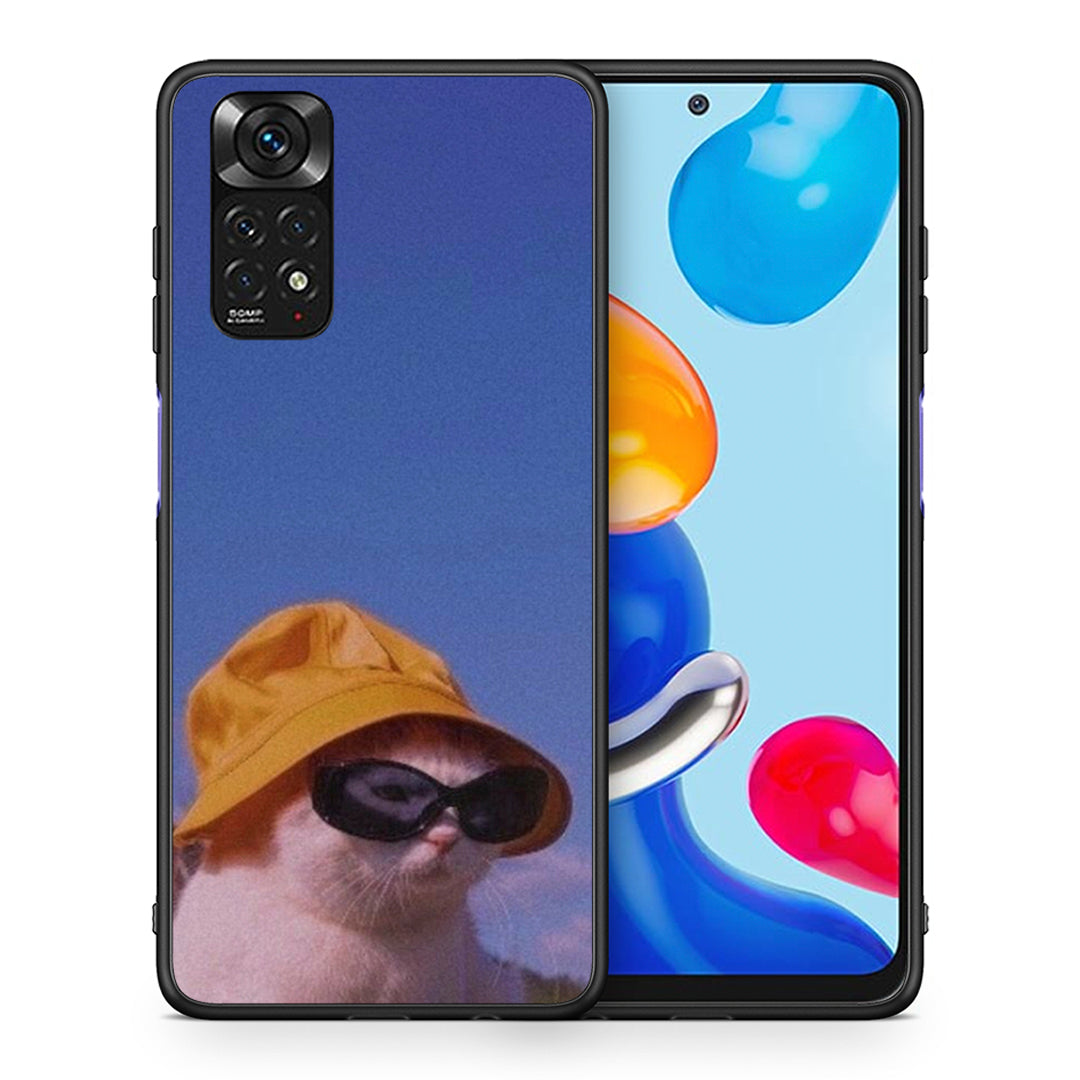 Θήκη Xiaomi Redmi Note 11 Cat Diva από τη Smartfits με σχέδιο στο πίσω μέρος και μαύρο περίβλημα | Xiaomi Redmi Note 11 Cat Diva case with colorful back and black bezels