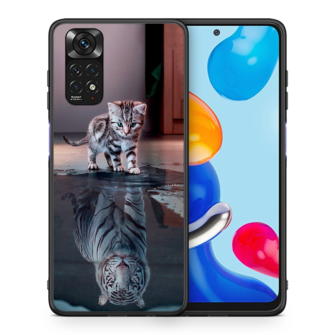 Θήκη Xiaomi Redmi Note 11 Tiger Cute από τη Smartfits με σχέδιο στο πίσω μέρος και μαύρο περίβλημα | Xiaomi Redmi Note 11 Tiger Cute case with colorful back and black bezels