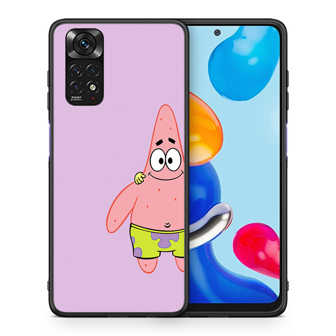 Θήκη Xiaomi Redmi Note 11 Friends Patrick από τη Smartfits με σχέδιο στο πίσω μέρος και μαύρο περίβλημα | Xiaomi Redmi Note 11 Friends Patrick case with colorful back and black bezels