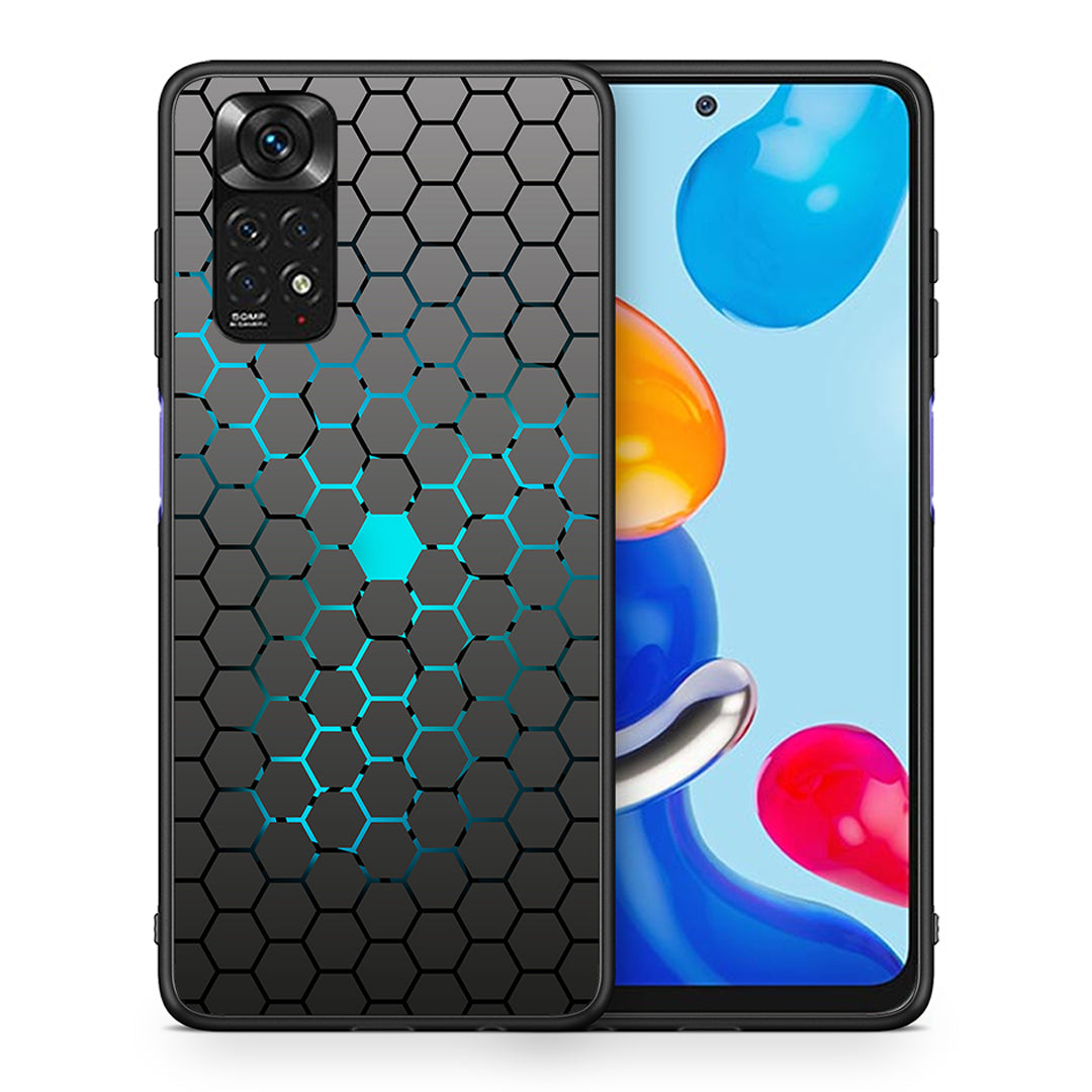 Θήκη Xiaomi Redmi Note 11 Hexagonal Geometric από τη Smartfits με σχέδιο στο πίσω μέρος και μαύρο περίβλημα | Xiaomi Redmi Note 11 Hexagonal Geometric case with colorful back and black bezels