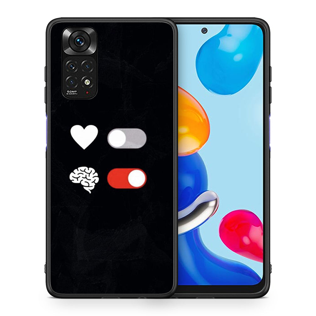 Θήκη Αγίου Βαλεντίνου Xiaomi Redmi Note 11 Heart Vs Brain από τη Smartfits με σχέδιο στο πίσω μέρος και μαύρο περίβλημα | Xiaomi Redmi Note 11 Heart Vs Brain case with colorful back and black bezels