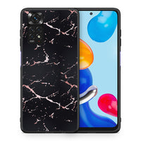 Thumbnail for Θήκη Xiaomi Redmi Note 11 Black Rosegold Marble από τη Smartfits με σχέδιο στο πίσω μέρος και μαύρο περίβλημα | Xiaomi Redmi Note 11 Black Rosegold Marble case with colorful back and black bezels