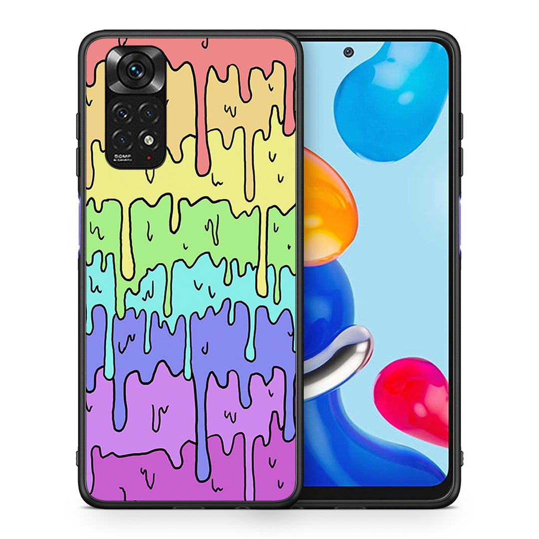 Θήκη Xiaomi Redmi Note 11 Melting Rainbow από τη Smartfits με σχέδιο στο πίσω μέρος και μαύρο περίβλημα | Xiaomi Redmi Note 11 Melting Rainbow case with colorful back and black bezels