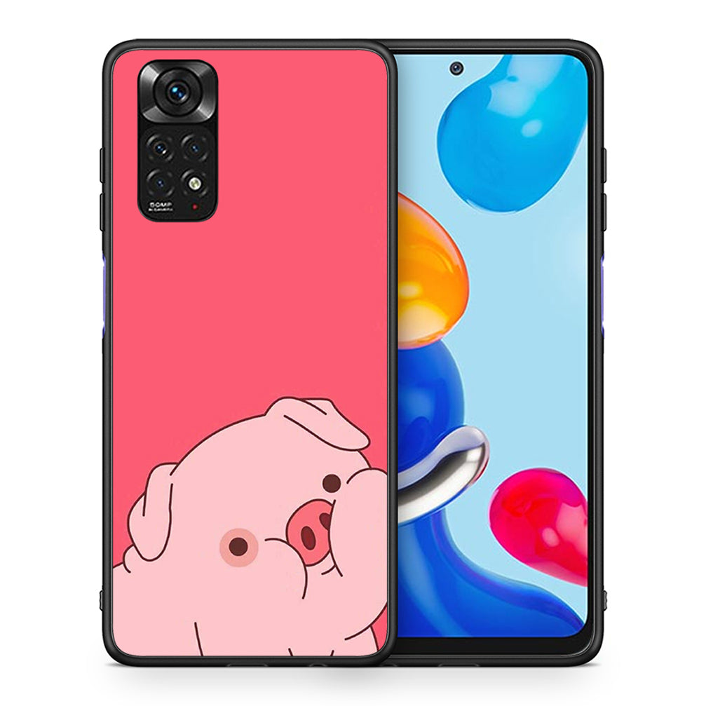Θήκη Αγίου Βαλεντίνου Xiaomi Redmi 10 / Redmi Note 11 4G Pig Love 1 από τη Smartfits με σχέδιο στο πίσω μέρος και μαύρο περίβλημα | Xiaomi Redmi 10 / Redmi Note 11 4G Pig Love 1 case with colorful back and black bezels