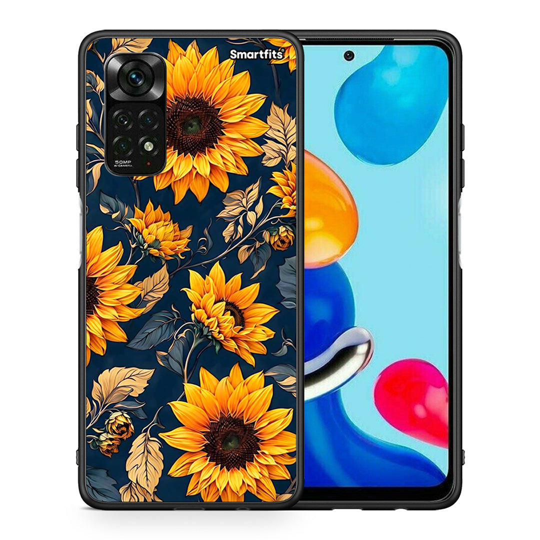 Θήκη Xiaomi Redmi Note 12 Pro 4G Autumn Sunflowers από τη Smartfits με σχέδιο στο πίσω μέρος και μαύρο περίβλημα | Xiaomi Redmi Note 12 Pro 4G Autumn Sunflowers case with colorful back and black bezels