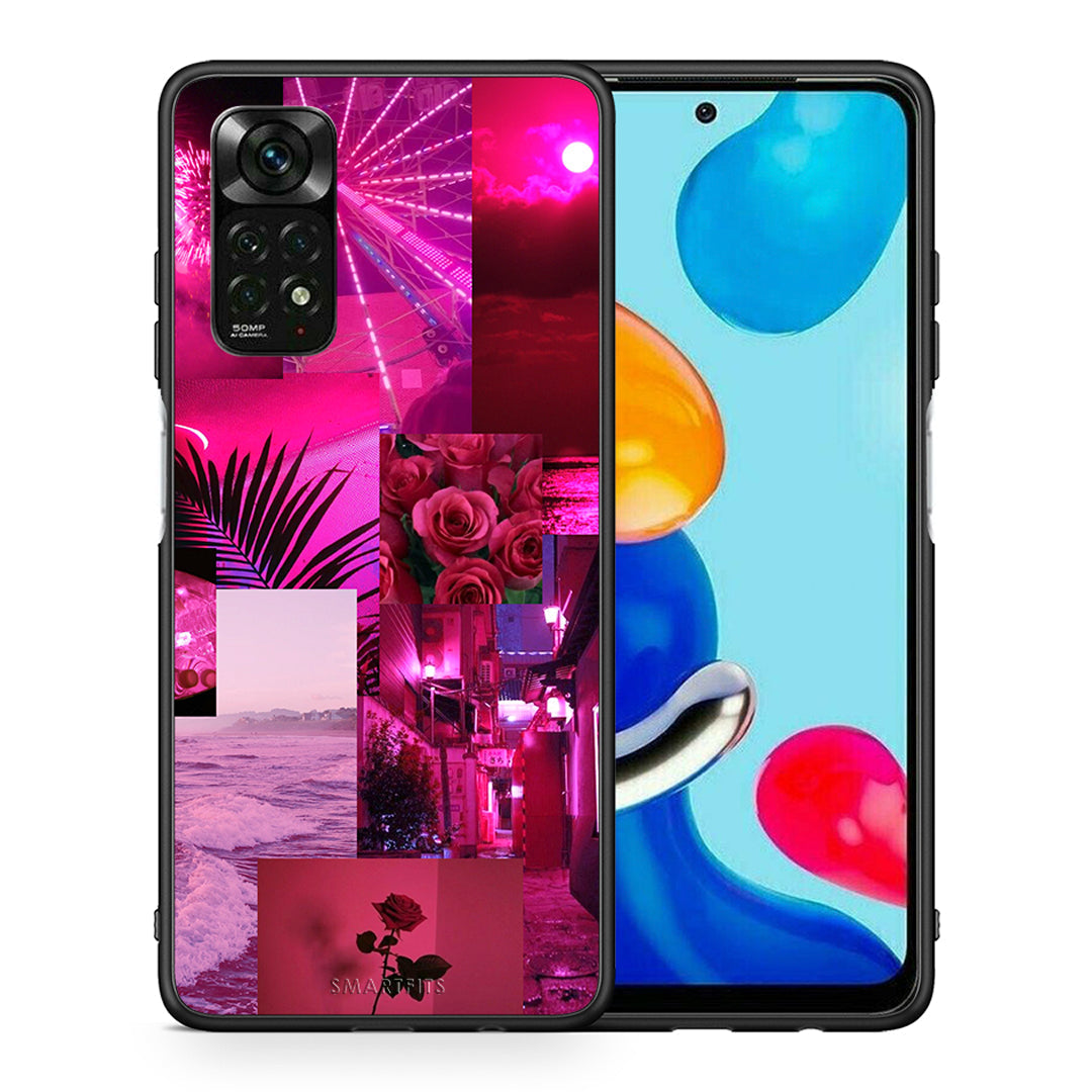 Θήκη Αγίου Βαλεντίνου Xiaomi Redmi Note 12 Pro 4G Collage Red Roses από τη Smartfits με σχέδιο στο πίσω μέρος και μαύρο περίβλημα | Xiaomi Redmi Note 12 Pro 4G Collage Red Roses case with colorful back and black bezels