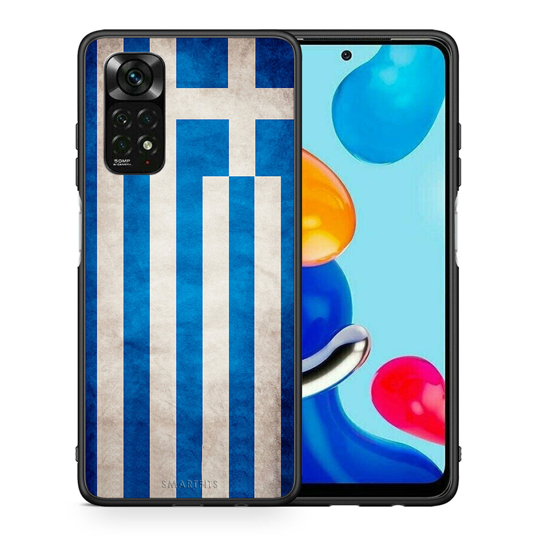 Θήκη Xiaomi Redmi Note 11 Pro 5G Greek Flag από τη Smartfits με σχέδιο στο πίσω μέρος και μαύρο περίβλημα | Xiaomi Redmi Note 11 Pro 5G Greek Flag case with colorful back and black bezels