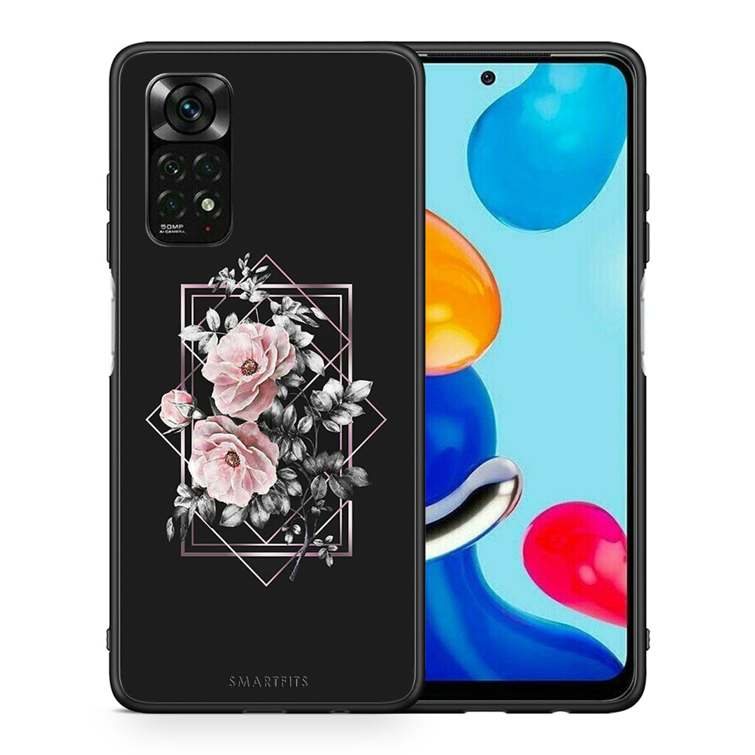 Θήκη Xiaomi Redmi Note 12 Pro 4G Frame Flower από τη Smartfits με σχέδιο στο πίσω μέρος και μαύρο περίβλημα | Xiaomi Redmi Note 12 Pro 4G Frame Flower case with colorful back and black bezels